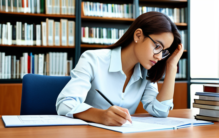 자산관리사로 전환하려는 직장인들의 팁 - Knowledge & Study**

*   **Prompt:** A determined, fully clothed young professional woman studying f...