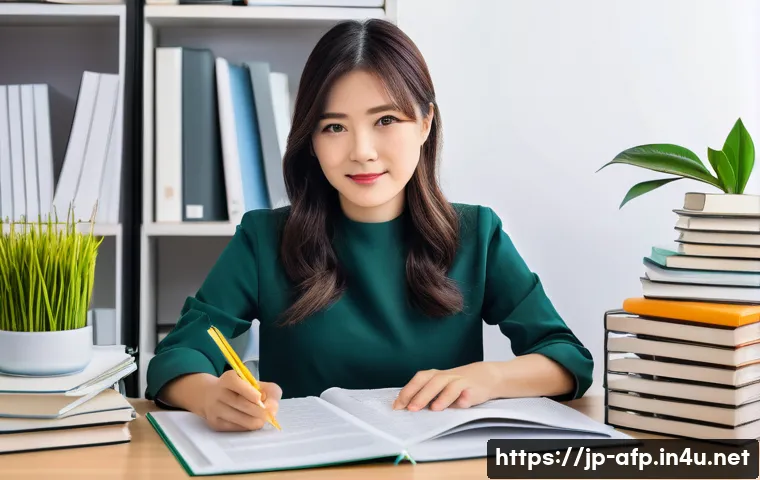 AFP 필기시험 합격률 높이는 비법 - **"Understanding the AFP Journey"**
    A determined Japanese woman in her late 30s, dressed in smar...